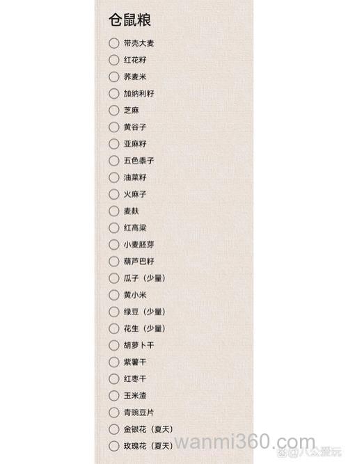 求一仓鼠粮食自配配方