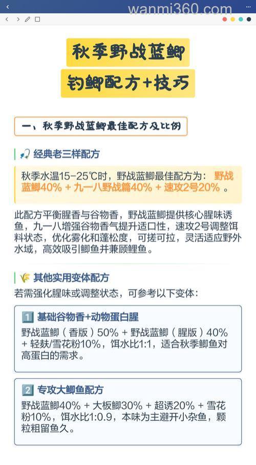 野战蓝鲫钓鲫鱼配方