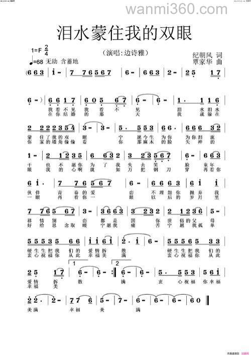 找一首歌,一句歌词是“泪水模糊了我的双眼”