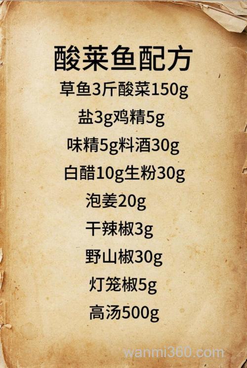 鱼你说酸菜鱼的配方是什么?